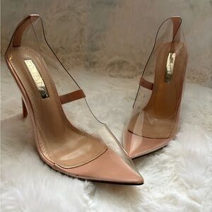 Transparent Heels nude and Pink Accents